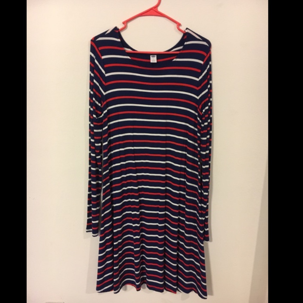 Navy blue, red and white old navy swing dress